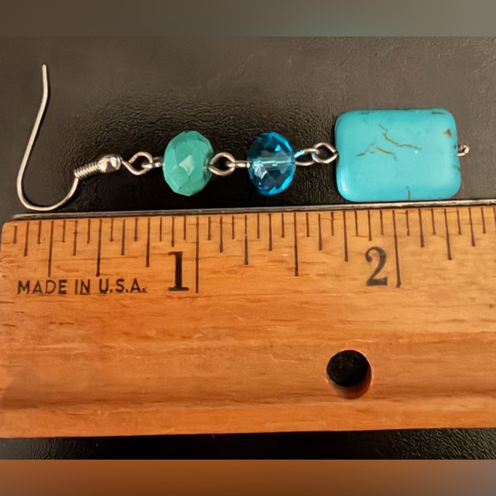 Two Piece Turquoise Beaded Necklace & Earring Set - Women's Jewelry - Picture 7 of 8
